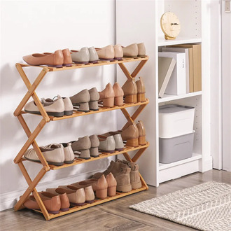 Foldable Shoe Rack 2/3/4/5/6 Layers Bamboo Shoe Cabinets Shelf Home Organizer Holder Shoes Storage Rack Dormitory Doorway