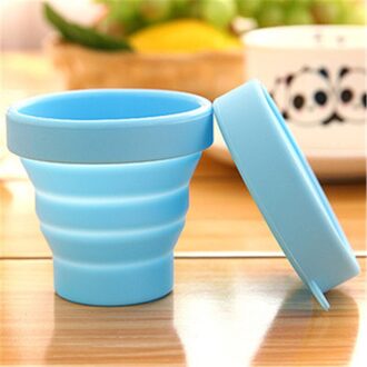Folding Cups 100Ml Bpa Gratis Food Grade Water Cup Reizen Siliconen Intrekbare Gekleurde Draagbare Outdoor Koffie Handcup blauw