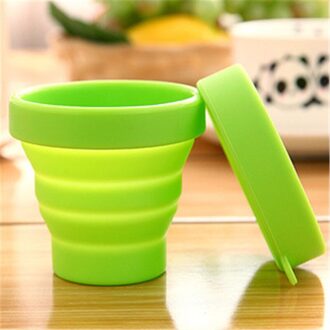 Folding Cups 100Ml Bpa Gratis Food Grade Water Cup Reizen Siliconen Intrekbare Gekleurde Draagbare Outdoor Koffie Handcup groen