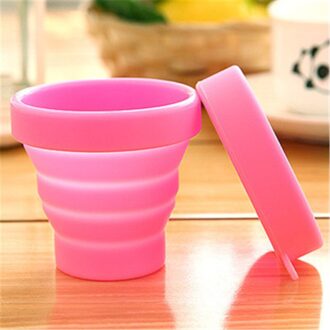 Folding Cups 100Ml Bpa Gratis Food Grade Water Cup Reizen Siliconen Intrekbare Gekleurde Draagbare Outdoor Koffie Handcup roze