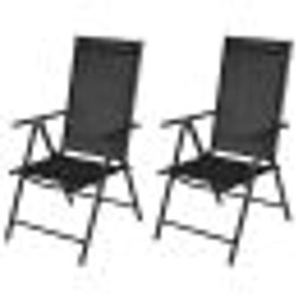 Folding garden chairs 2 pcs Aluminium Black