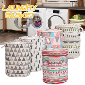 Folding Laundry Basket Large Capacity Round Storage Bin Bag Large Hamper Collapsible Clothes Toy Basket Bucket Organizer