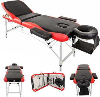 Folding Massage Table Lightweight Couch Bed Professional Beauty Tattoo Salon Spa 3 Section with 5cm Foam Headrest Arm Support