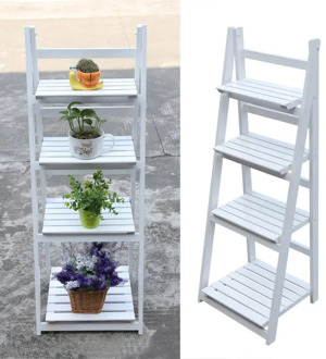 Folding Plants Stand 4 Tier Ladder Shelf Wood Bookshelf Storage Rack Home Garden Deco Plants Stand Flower Pot Rack Free Shipping
