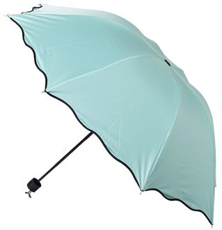 Folding Zon/Regen Winddicht Bloei Paraplu Anti-Uv Mini Lichtgewicht Opvouwbare Winddicht Bloesem Paraplu Met Water Regenkleding 01 munt groen