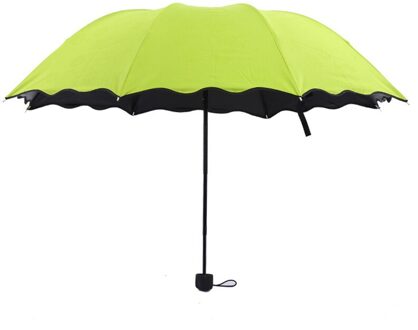 Folding Zon/Regen Winddicht Bloei Paraplu Anti-Uv Mini Lichtgewicht Opvouwbare Winddicht Bloesem Paraplu Met Water Regenkleding 02 groen