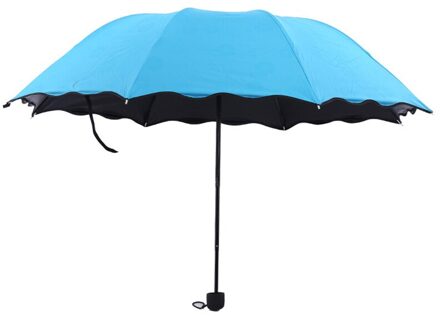 Folding Zon/Regen Winddicht Bloei Paraplu Anti-Uv Mini Lichtgewicht Opvouwbare Winddicht Bloesem Paraplu Met Water Regenkleding 04 blauw