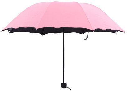 Folding Zon/Regen Winddicht Bloei Paraplu Anti-Uv Mini Lichtgewicht Opvouwbare Winddicht Bloesem Paraplu Met Water Regenkleding 05 roze