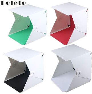 Foleto 23Cm Mini Opvouwbare Softbox Studio Draagbare Fotografie Desktop Led Licht Photo Soft Box Ingebouwde Knop 4 kleur Achtergrond