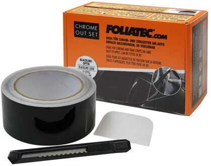 Foliatec 'Chrome Out' set Zwart Glanzend - Folie strip 5cm x 15m FT34140