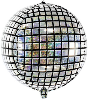 Folie Ballon Bal Holografisch Disco 40cm Zilver - Grijs