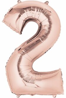Folie ballon cijfer 2 rose goud