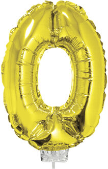 Folie ballon cijfer ballon 0 goud 41 cm - Ballonnen Goudkleurig