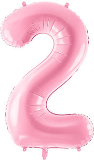"""Folie ballon nummer """"2"""", 86cm, roze"""