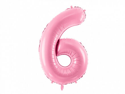 """Folie ballon nummer """"6"""", 86cm, roze"""
