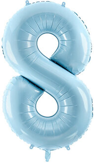 """Folie ballon nummer """"8"""", 86cm, licht blauw"""