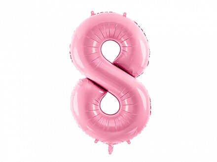 """Folie ballon nummer """"8"""", 86cm, roze"""