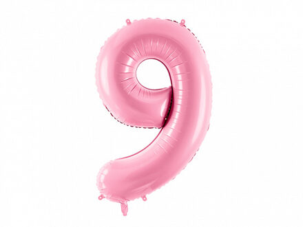 """Folie ballon nummer """"9"""", 86cm, roze"""