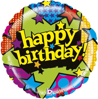 Folie ballon sterren Happy Birthday 53 cm - Ballonnen Multikleur