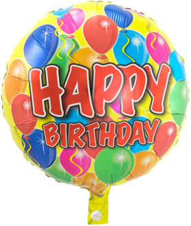 Folie cadeau sturen helium gevulde ballon Gefeliciteerd/Happy Birthday ballonnen 45 cm - Folieballon verjaardag versturen/verzenden