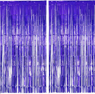 Folie deurgordijn versiering - 2x - blauw - 200 x 100 cm - Feestartikelen - Brandvertragend