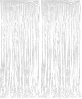 Folie deurgordijn versiering - 2x - wit - 200 x 100 cm - Feestartikelen - Brandvertragend