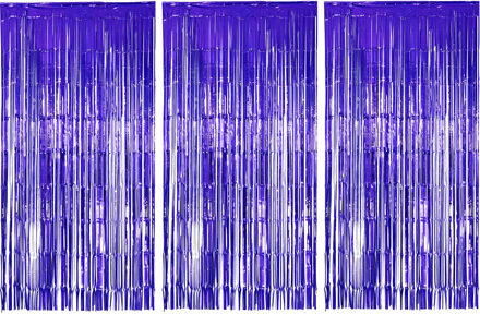 Folie deurgordijn versiering - 3x - blauw - 200 x 100 cm - Feestartikelen - Brandvertragend