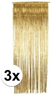 Folie deurgordijn versiering - 3x - goud - 244 x 91 cm - glitter and glamour wanden