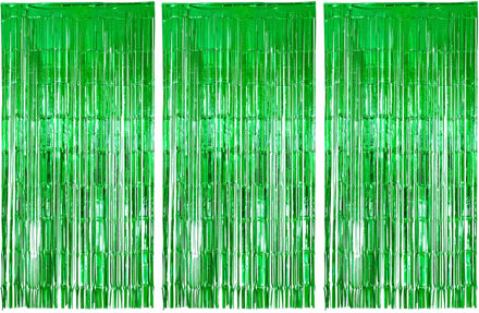 Folie deurgordijn versiering - 3x - groen - 200 x 100 cm - Feestartikelen - Brandvertragend