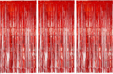 Folie deurgordijn versiering - 3x - rood - 200 x 100 cm - Feestartikelen - Brandvertragend