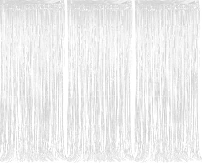 Folie deurgordijn versiering - 3x - wit - 200 x 100 cm - Feestartikelen - Brandvertragend