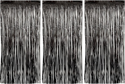 Folie deurgordijn versiering - 3x - zwart - 200 x 100 cm - Feestartikelen - Brandvertragend