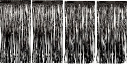 Folie deurgordijn versiering - 4x - zwart - 200 x 100 cm - Feestartikelen - Brandvertragend