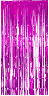 Folie deurgordijn versiering - fuchsia roze - 200 x 100 cm - Feestartikelen - Brandvertragend