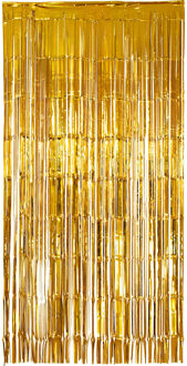 Folie deurgordijn versiering - goud - 200 x 100 cm - Feestartikelen - Brandvertragend