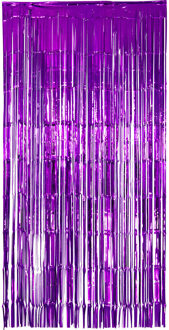 Folie deurgordijn versiering - paars - 200 x 100 cm - Feestartikelen - Brandvertragend