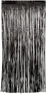 Folie deurgordijn versiering - zwart - 200 x 100 cm - Feestartikelen - Brandvertragend