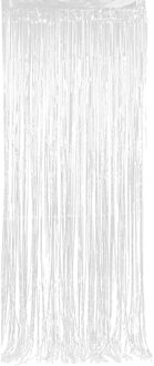 Folie deurgordijn witte versiering metallic 200 cm - Feestdeurgordijnen