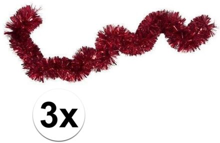 Folie slinger - 3x - rood - 15 x 200 cm - slinger - kerstboom decoratie - kerstslinger