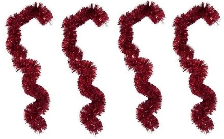 Folie slinger - 4x - rood - 15 x 200 cm - slinger - kerstboom decoratie - kerstslinger