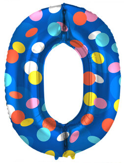 Folieballon '0' Kleurrijke Stippen Multikleur - Print
