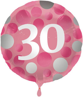 Folieballon 30 Jaar 45 Cm Roze/wit
