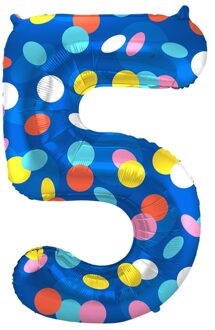 Folieballon '5' Kleurrijke Stippen Multikleur - Print