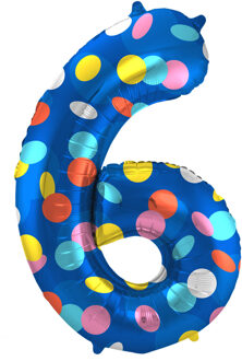 Folieballon '6' Kleurrijke Stippen Multikleur - Print