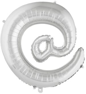 Folieballon Apenstaartje Zilver 100cm Zilver - Grijs