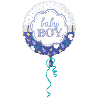 Folieballon Baby Boy 43 Cm Blauw/wit