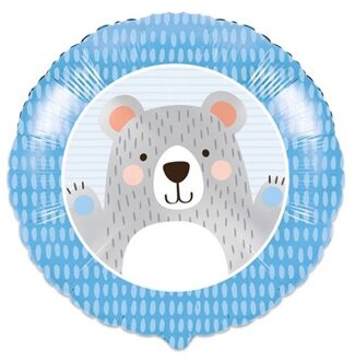 Folieballon Birthday Bear (46cm) Blauw