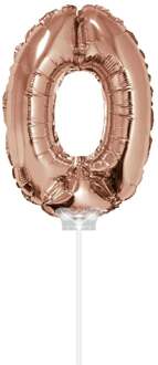 Folieballon Cijfer 0 40 Cm Rosé Goud Goudkleurig