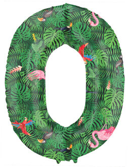 Folieballon Cijfer 0 Jungle Print (86cm) Multikleur - Print