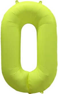 Folieballon Cijfer 0 Neon Geel (86cm) Geel - Beige - Creme